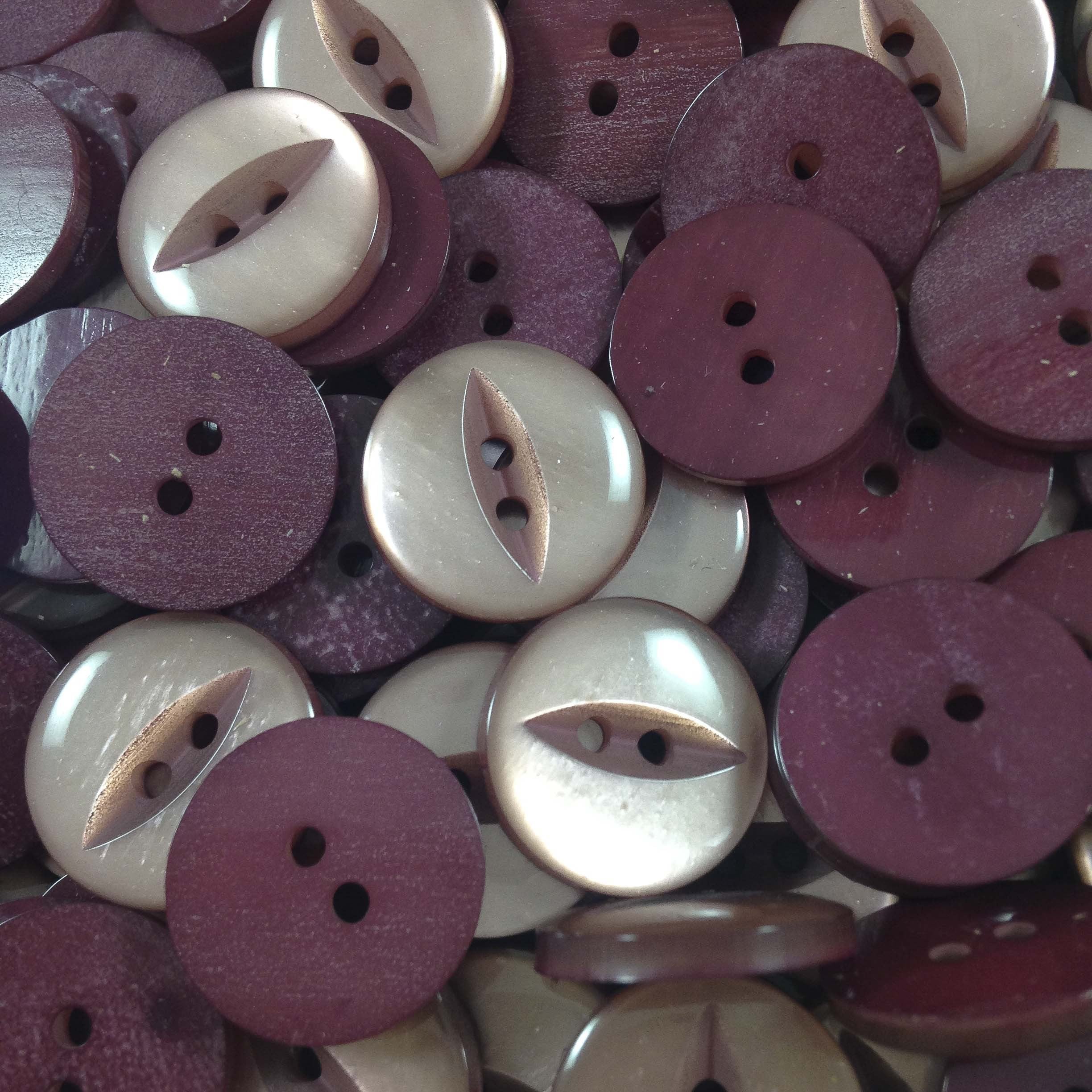 bouton oeil gris orangé ancien vintage plastique mercerie 1960 18mm