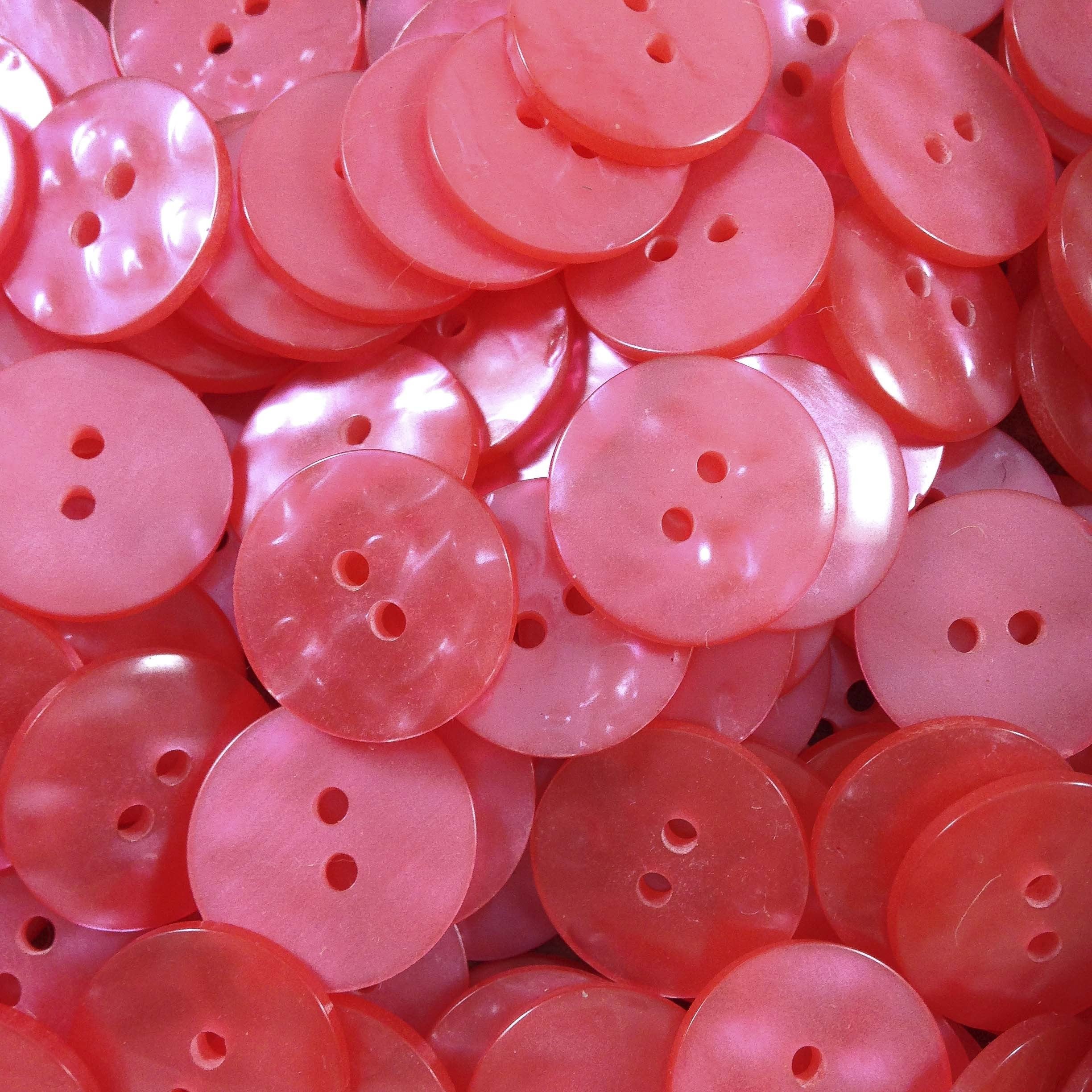 bouton rose ancien vintage mercerie plastique 18mm 1960