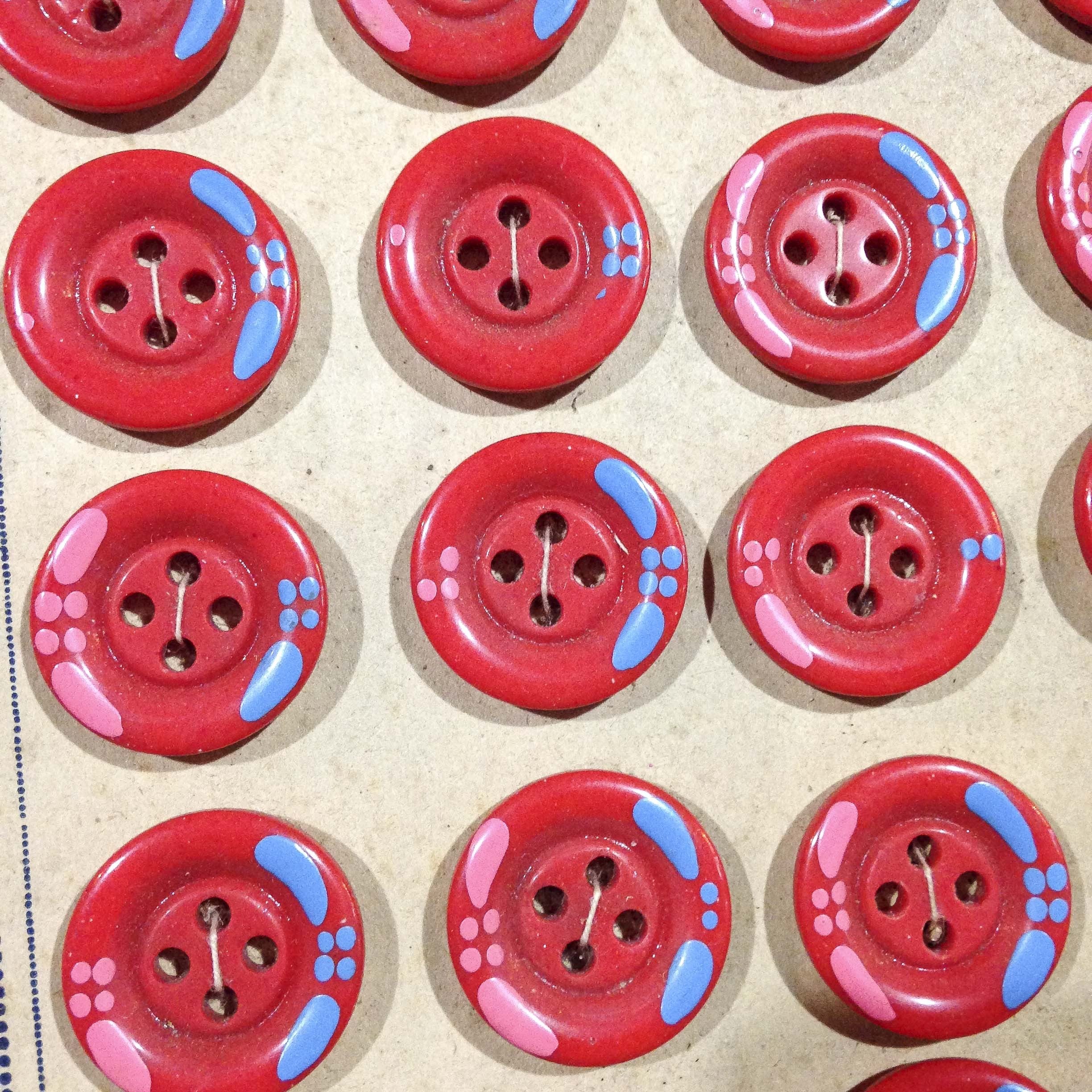 Bouton Rouge Fleuris 20mm 1930 N°1