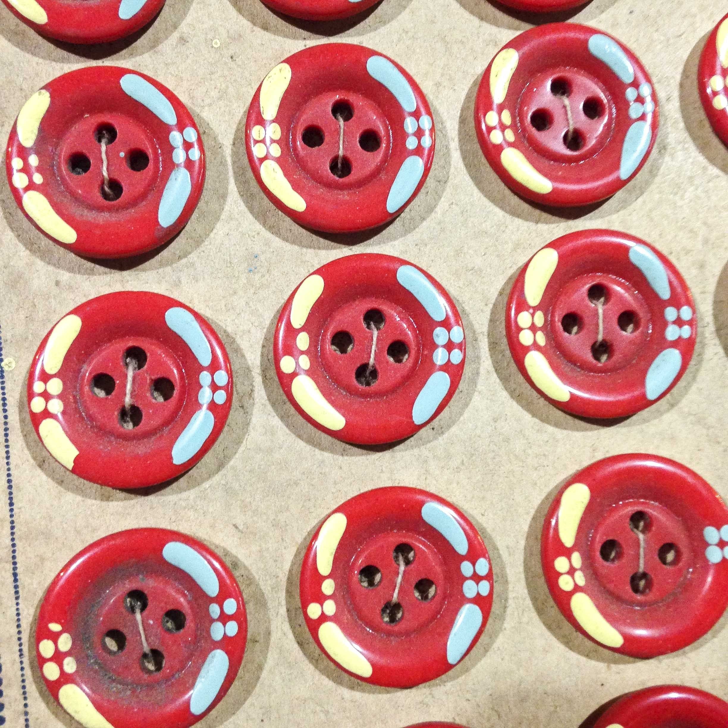 Bouton Rouge Fleuris 20mm 1930 N°2