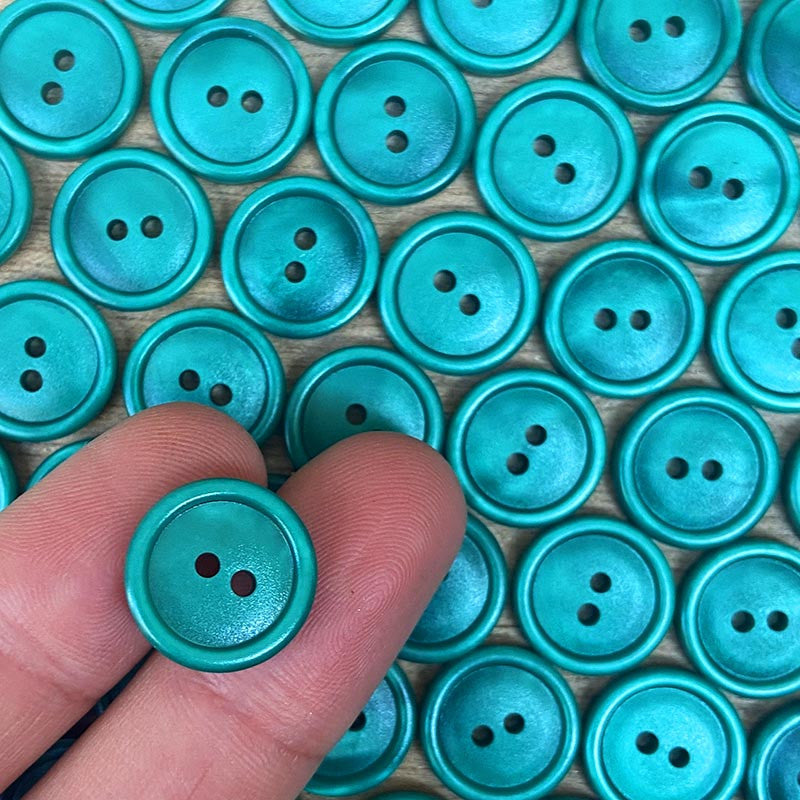 bouton ancien plastique vert marbré plat petit 14mm 1970 fantaisie mercerie