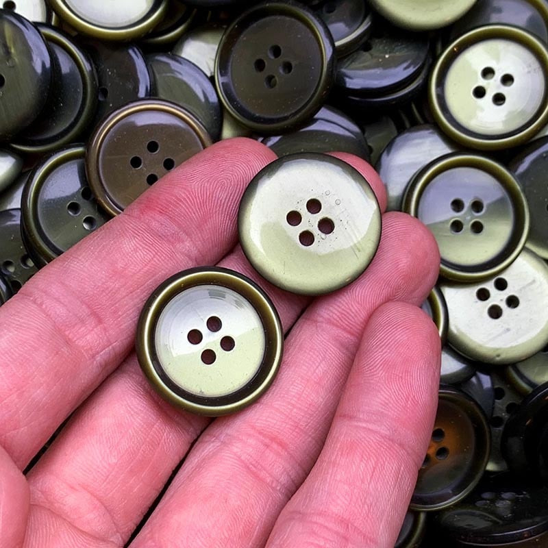 Olive Green Button 25mm 1970