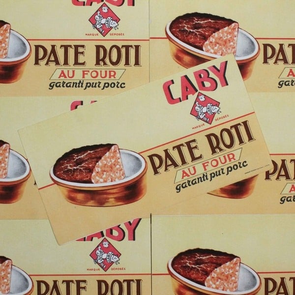 buvard publicitaire ancien illustration 1950 1960 caby paté roti