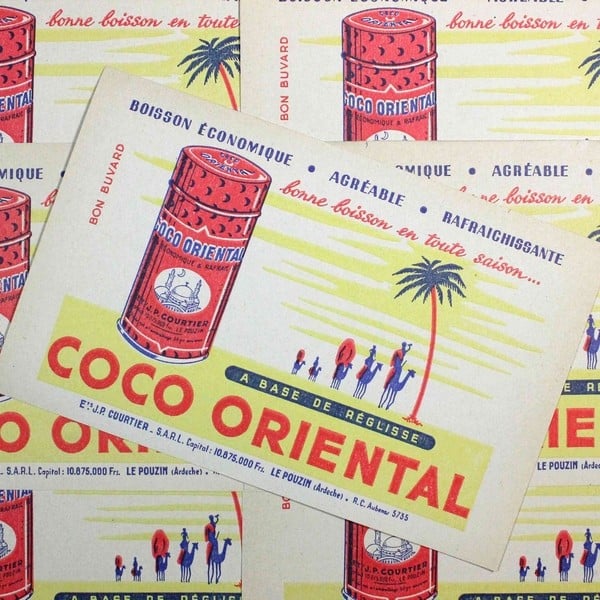 buvard publicitaire ancien coco boer oriental confiserie illustration 1950 1960 1970