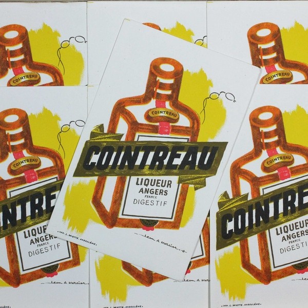 buvard publicitaire ancien alcool cointreau illustration 1950 1960