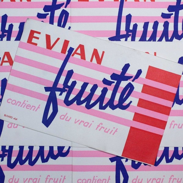 buvard publicitaire ancien illustration 1950 1960 evian fruité
