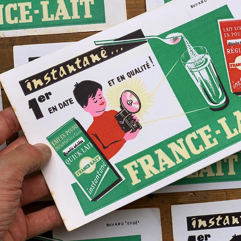 buvard publicitaire ancien vintage france lait régilait quick lait poudre illustration 1960 1950