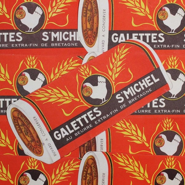buvard publicitaire ancien illustration 1950 1960 galettes st michel