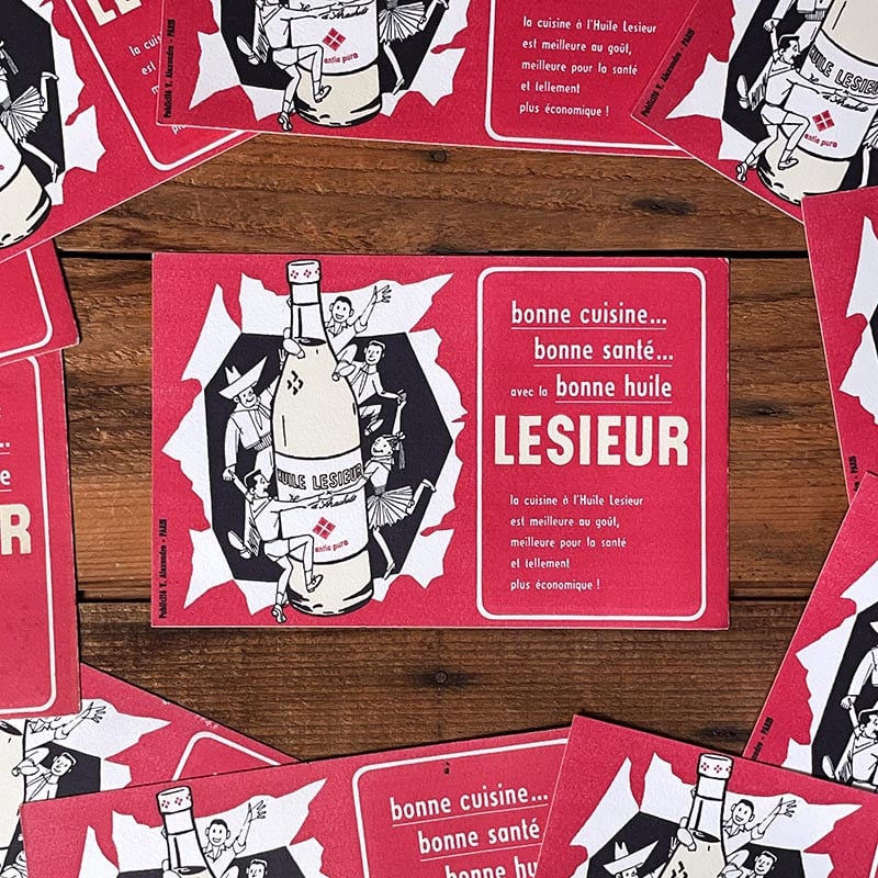 buvard publicitaire ancien vintage huile lesieur rouge illustration 1960 1950