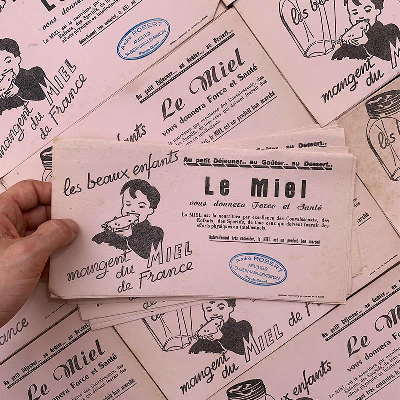 buvard publicitaire ancien vintage le miel de france andré robert illustration 1960 1950