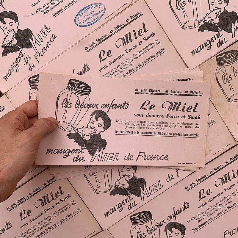 buvard publicitaire ancien vintage le miel de france andré robert illustration 1960 1950