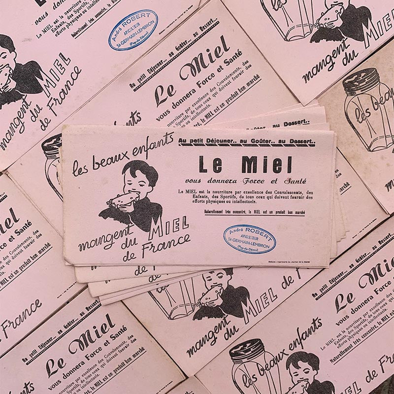 buvard publicitaire ancien vintage le miel de france andré robert illustration 1960 1950