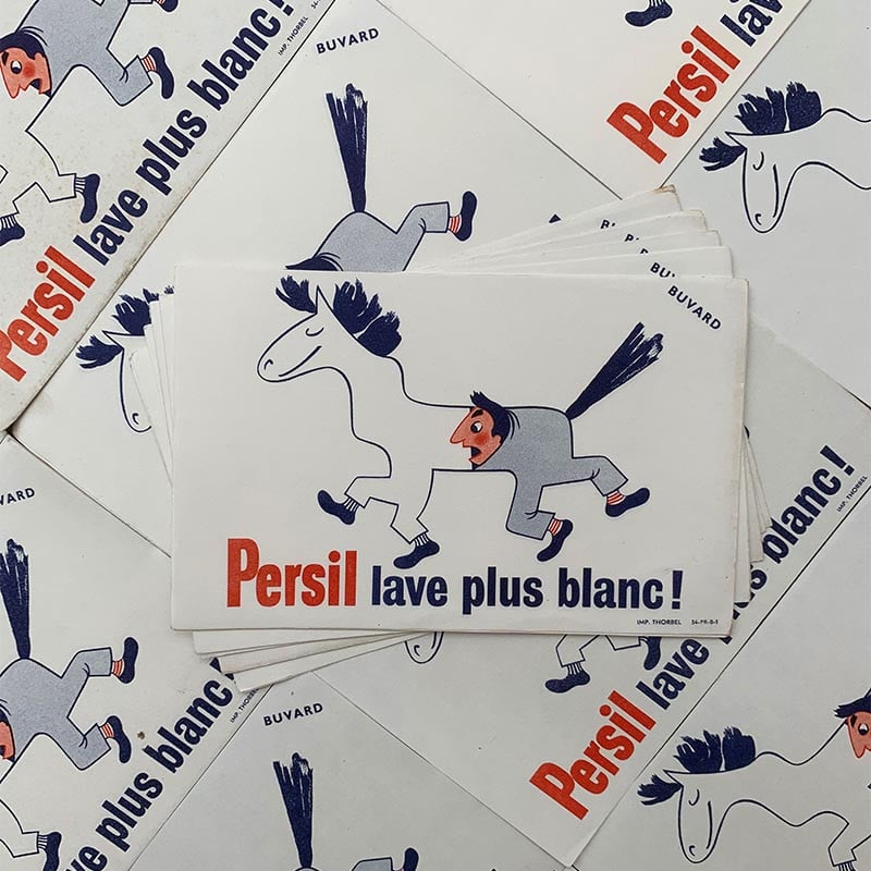 buvard publicitaire ancien vintage lessive persil lave plus blanc illustration 1960
