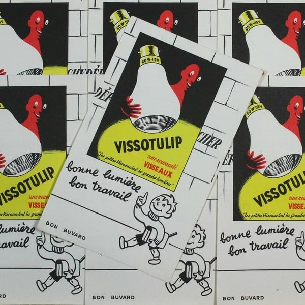 buvard publicitaire ancien vissotulip ampoule illustration 1950 1960