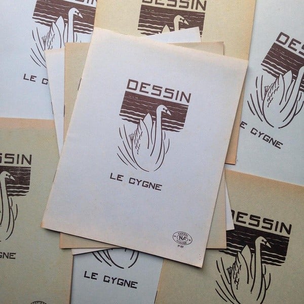 cahier de dessin ancien le cygne vintage école 1960 1950