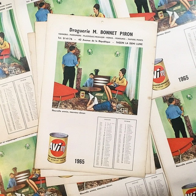 calendrier publicitaire peinture avi 1965 droguerie tassin vintage ancien