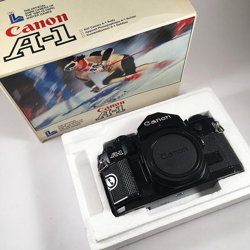 canon a1 ancien appareil reflex 35mm 135 boxed body mint emballé 1980 jeux olympiques