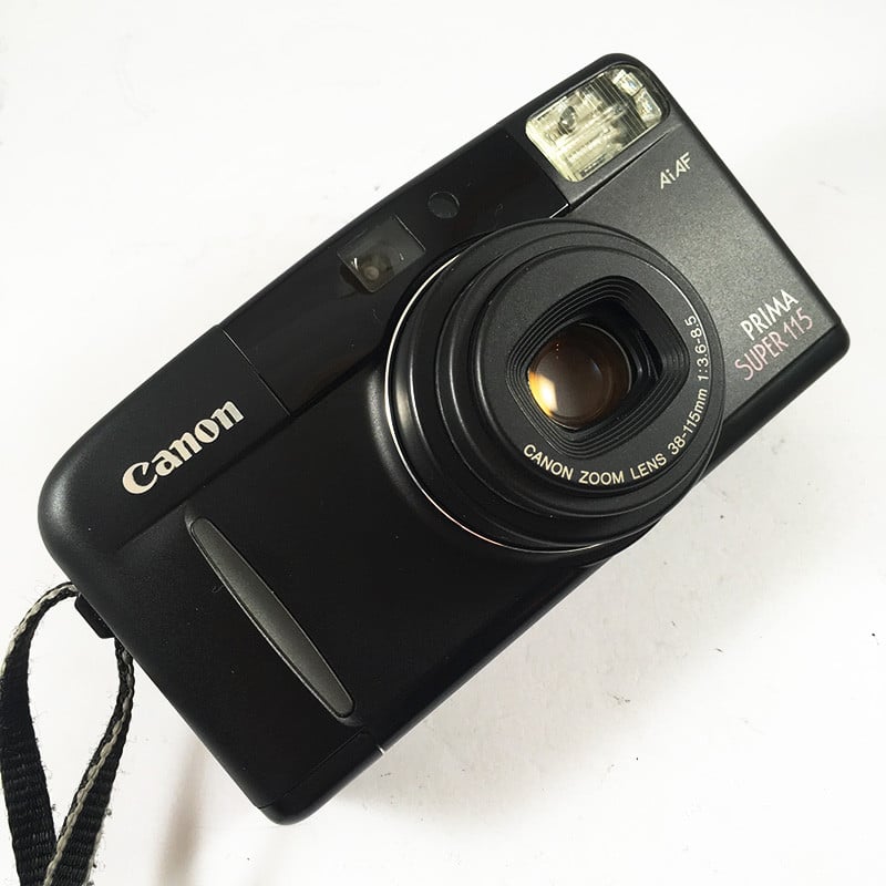 Canon appareil argentique prima super 115 noir 35mm compact autofocus zoom 38mm 115mm 3.6 8.5
