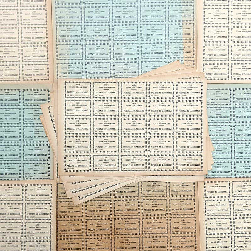 carte étiquette ancien vintage papier école communale gardien gardiennage garderie enfant élève 1940