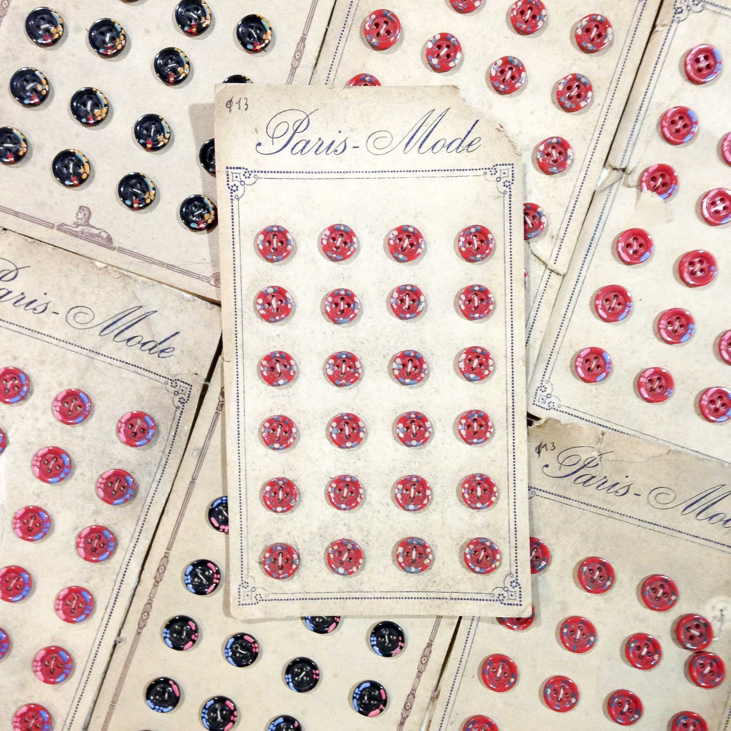 carte bouton ancien vintage fleuris 13mm mercerie 1930 24