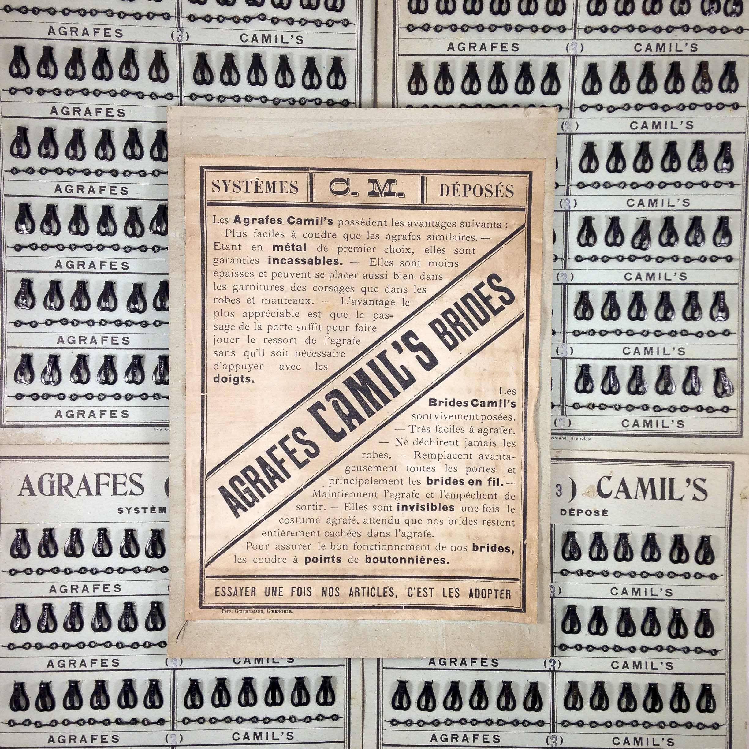 Carte 72 Agrafes Camil's 1900