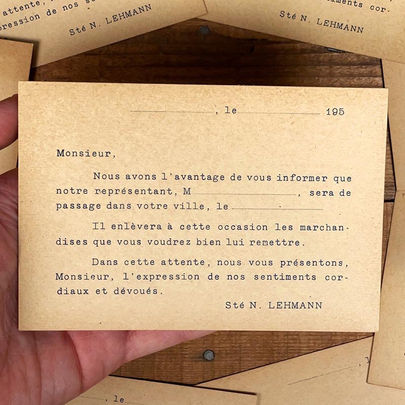 carte représentant acheteur tanneur tannerie 1950 france lettre commerce société lehmann