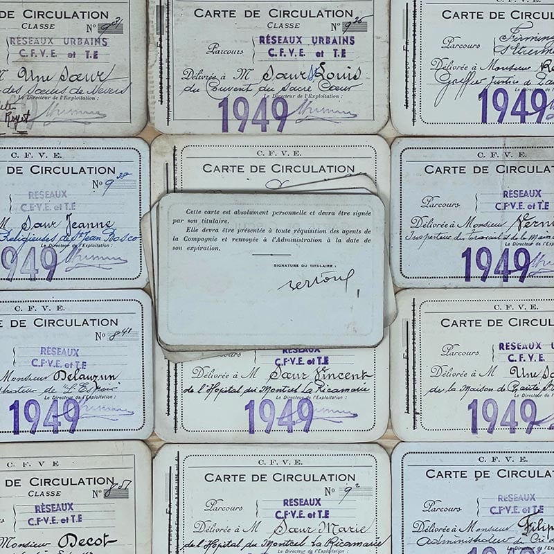 carte de circulation tramway permis de service cfve saint etienne st voie etroite 1949 1940