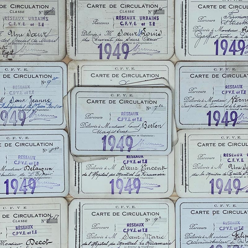 carte de circulation tramway permis de service cfve saint etienne st voie etroite 1949 1940
