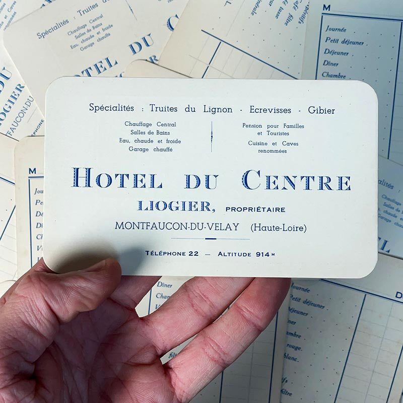 facture publicitaire ancien vintage 1920 1930 papier carte cartonné hotel du centre montfaucon du velay