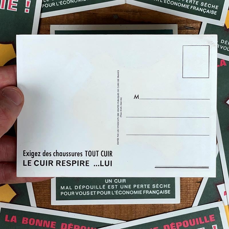 carte postale la bonne dépouille paie acheteur tanneur tannerie 1950 france lettre commerce cuir
