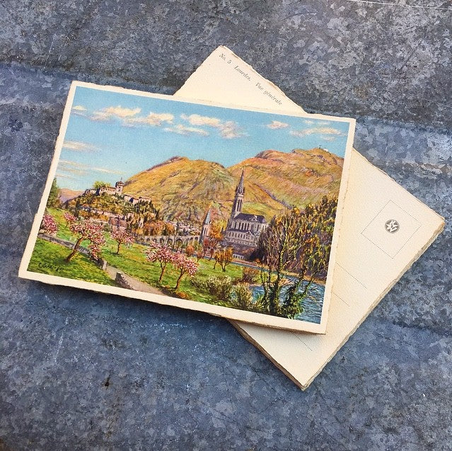antique postcard view illustration 1930 1940 1932 zuppinger swiss lourdes christian city holy france vue