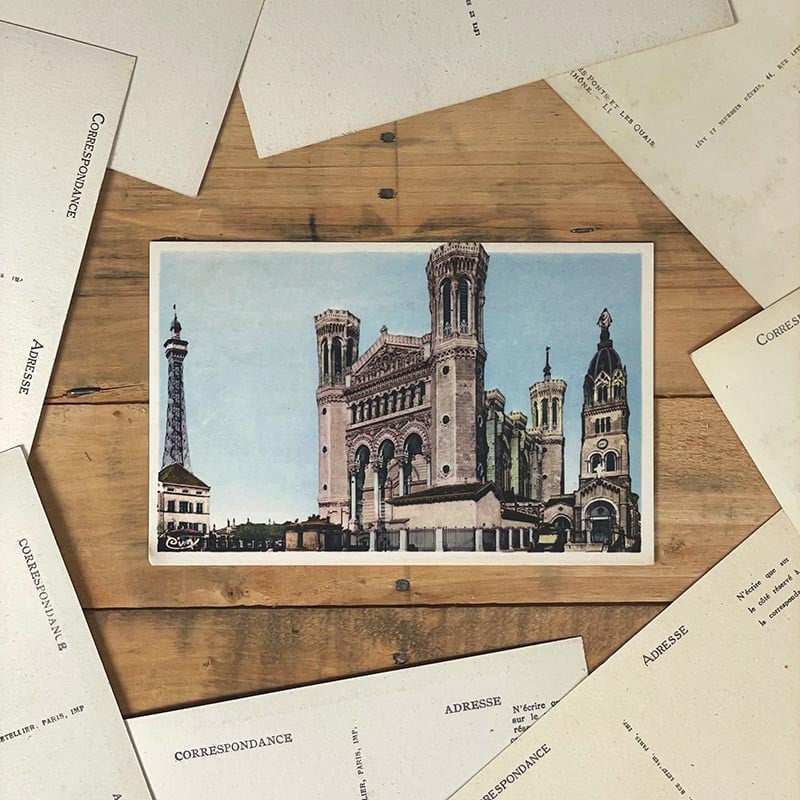 carte postale lyon ancienne lyonnaise couleur 1900 1920 la basilique de fourvière