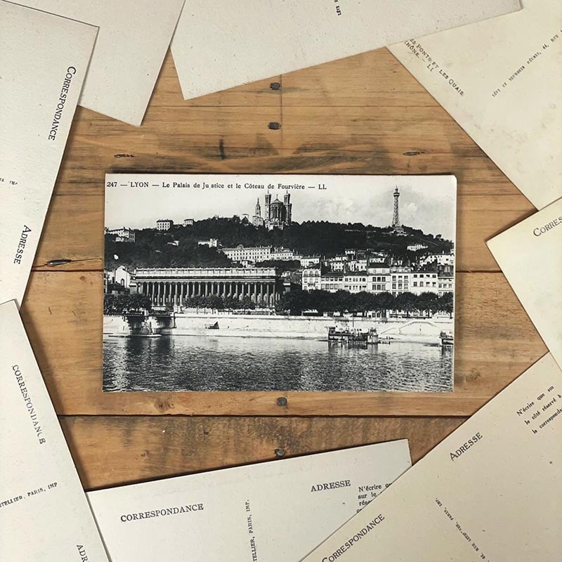 carte postale lyon ancienne lyonnaise noir et blanc 1900 1920 palais de justice côteau de fourvière