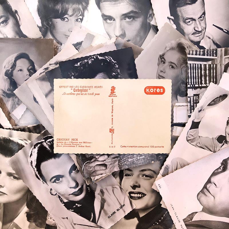 carte postale ancienne vintage photo vedette star de cinéma américaine hollywood 1950 1960 noir et blanc