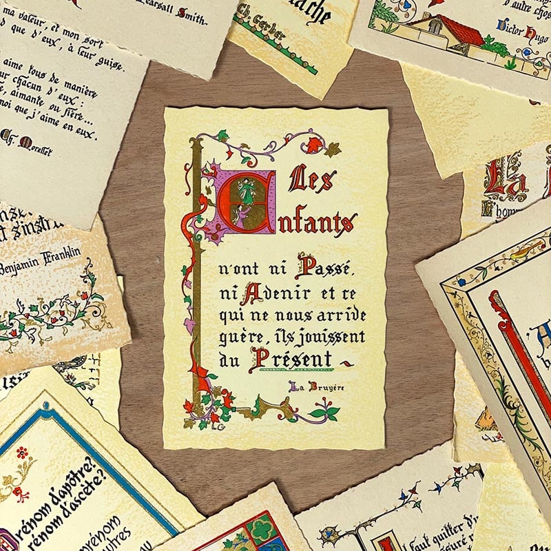 carte postale ancienne vintage proverbe poeme dorure chromo fantaisie 1950 1960 couleur CP CPA france