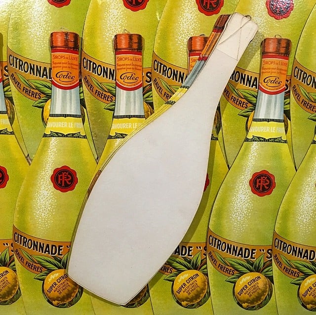 carton publicitaire ancien bouteille st galmier citronnade citron 1930 bistrot bar