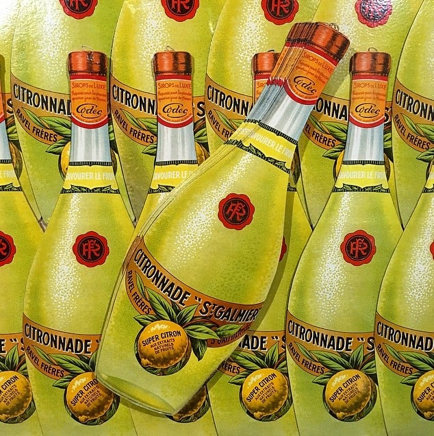 carton publicitaire ancien bouteille st galmier citronnade citron 1930 bistrot bar