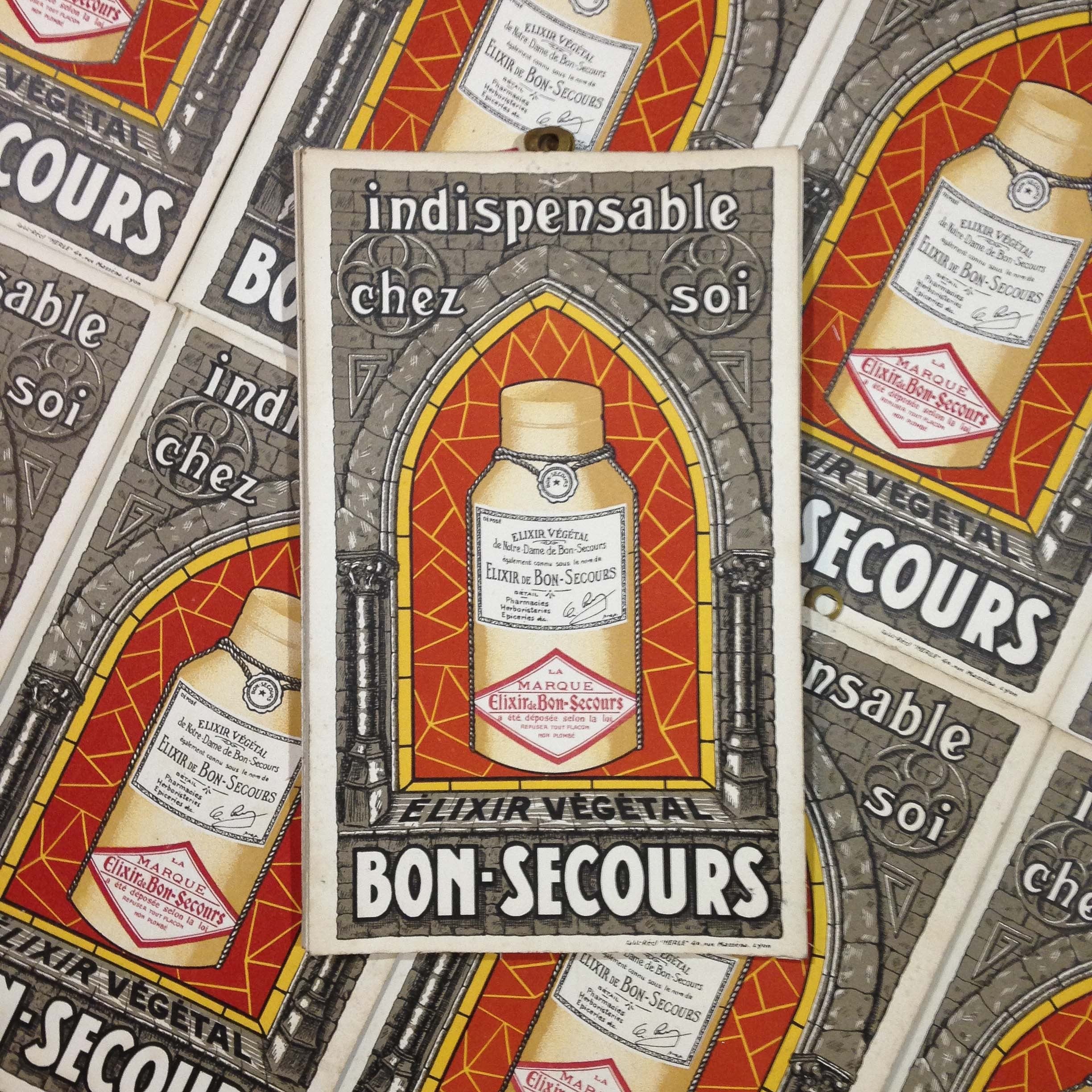 carton bon secours elixir ancien vintage papier distillerie 1930