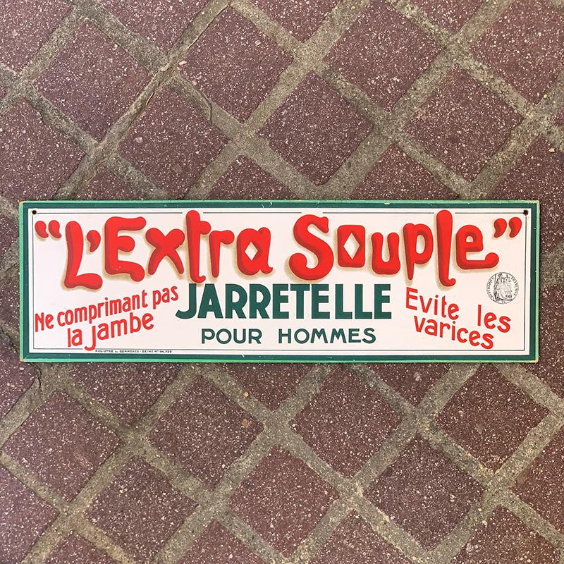 affiche carton publicitaire jarretelle pour hommes extra souple bretelle ancien vintage épicerie mercerie 1930 1920