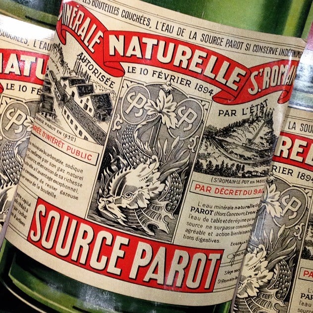 carton publicitaire bouteille pub source parot boisson bistrot bar vintage imprimerie 1930