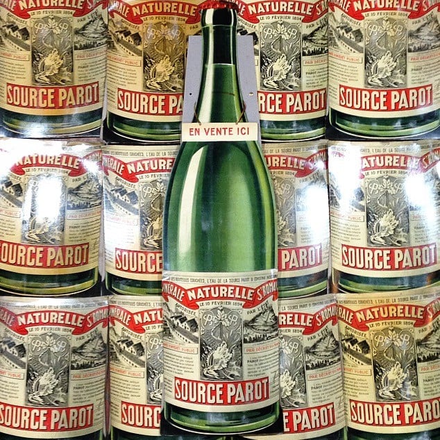 Carton publicitaire Bouteille Source Parot 1930