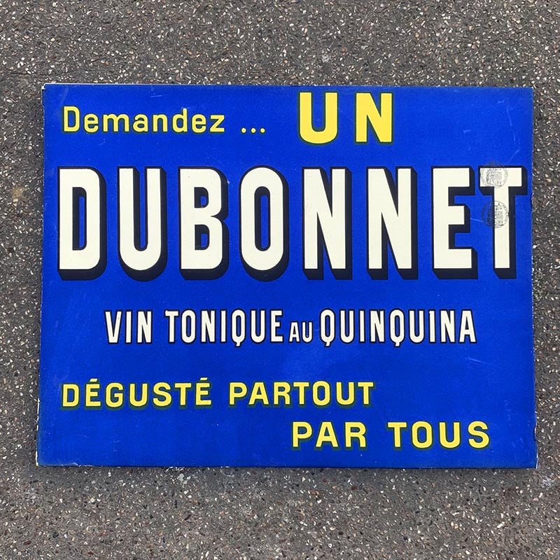affiche carton publicitaire un dubonnet ancien vintage épicerie 1930 1920 alcool bar bistrot bleu vin