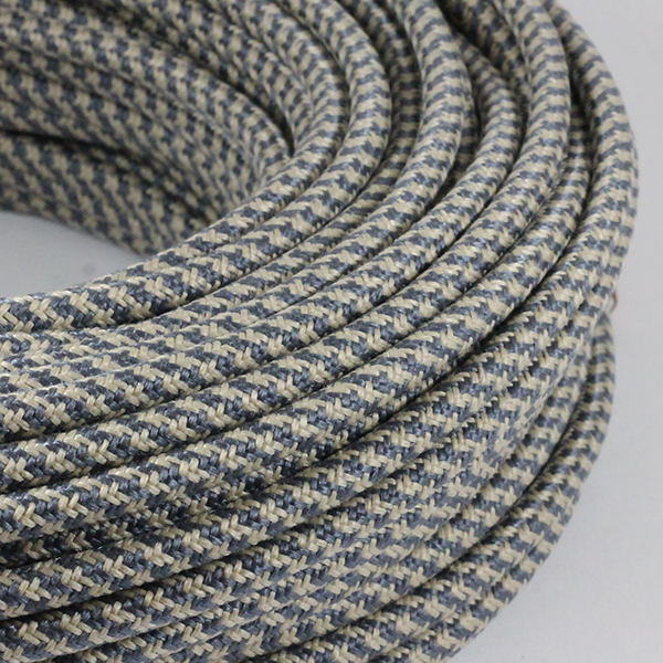 cable electrique couleur fil textile vintage tissu chanvre et graphite rond coloré lampe luminaire