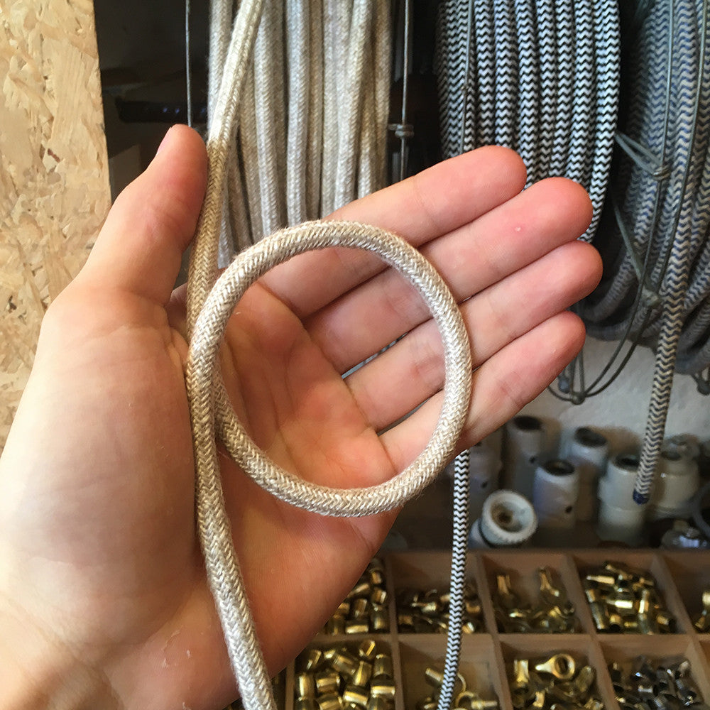 cable electrique fil textile vintage tissu chanvre rond lampe luminaire