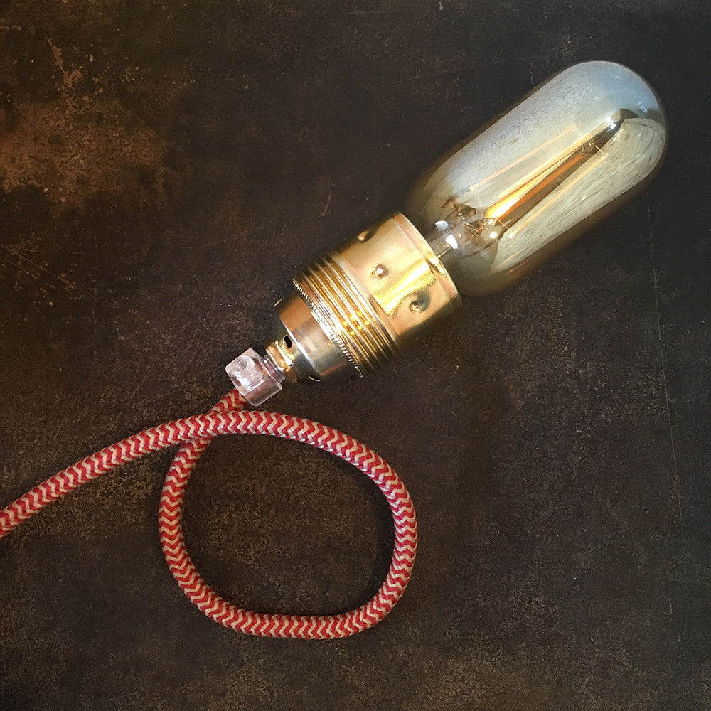 cable electrique couleur fil textile vintage tissu chevron chanvre rouge rond lampe luminaire coloré