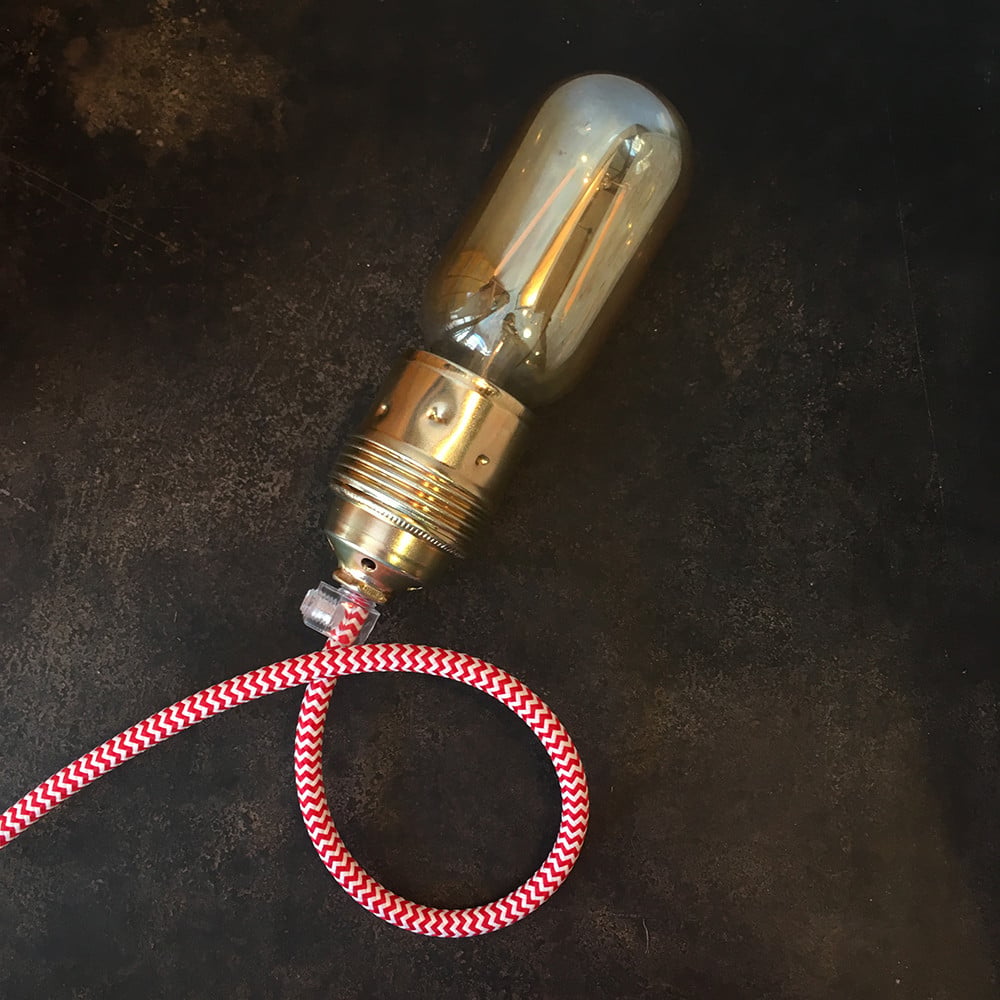 cable electrique couleur fil textile vintage tissu chevron rouge blanc rond coloré lampe luminaire