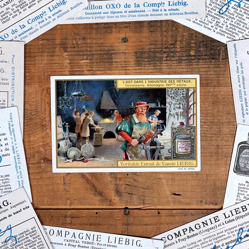 image chromo ancienne illustration vintage liebig extrait 1900 1890 1910 collection Industrie des Métaux