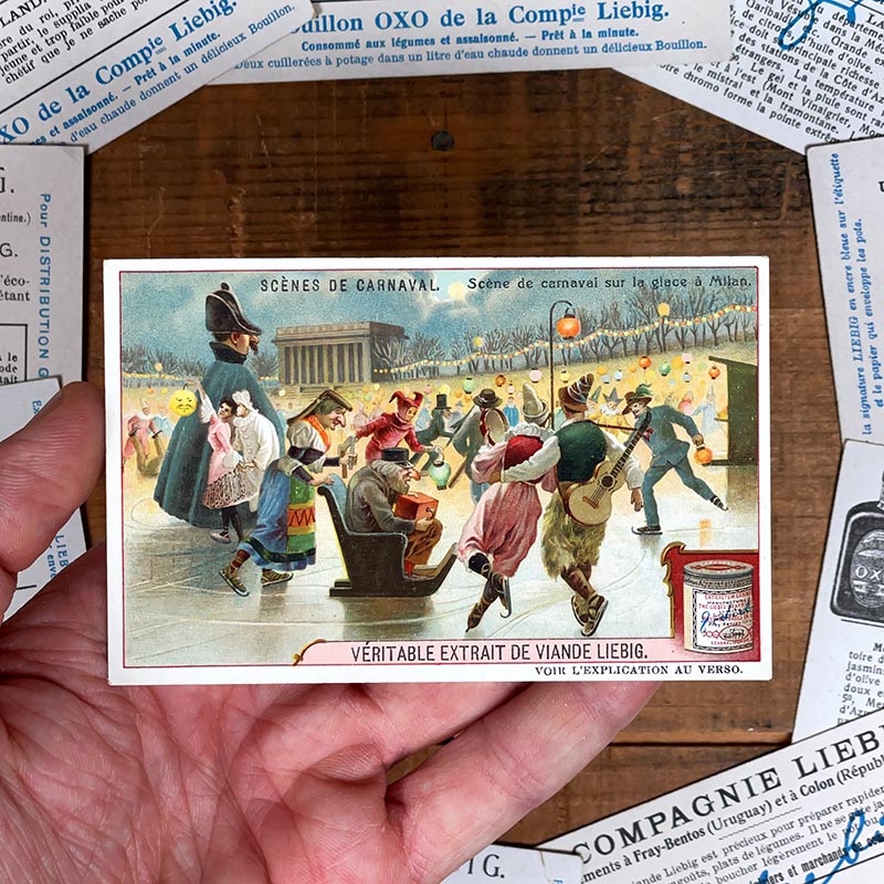 image chromo ancienne illustration vintage liebig extrait 1900 1890 1910 collection Scènes de Carnaval