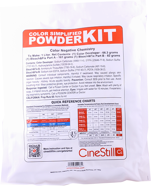 cinestill c41 simplified kit négatif cs41 développement couleur powder kit poudre