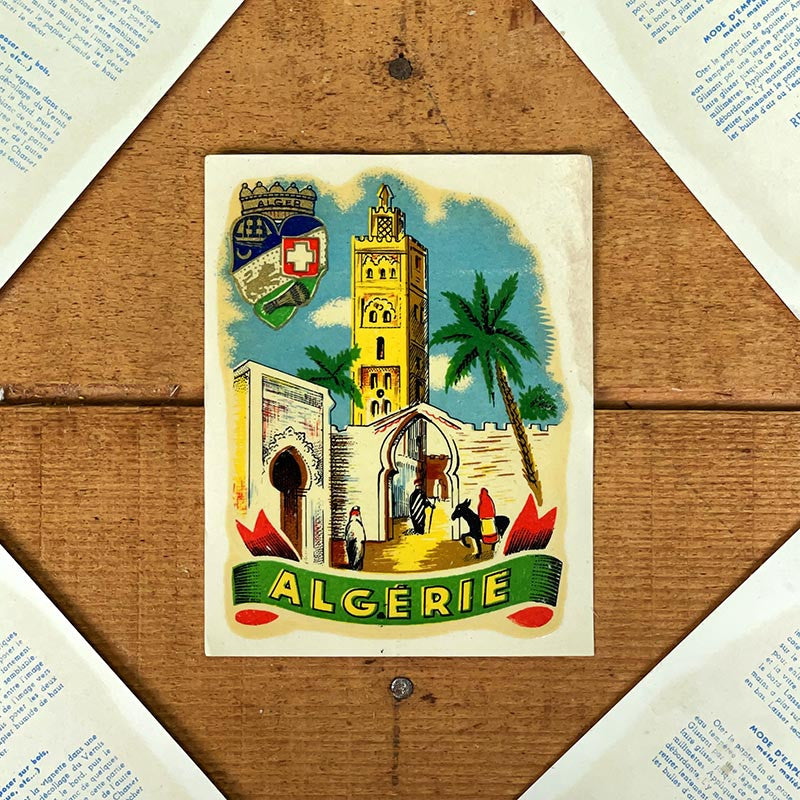 décalcomanie ancien 1950 1960 algérie maghreb touristique tourisme
